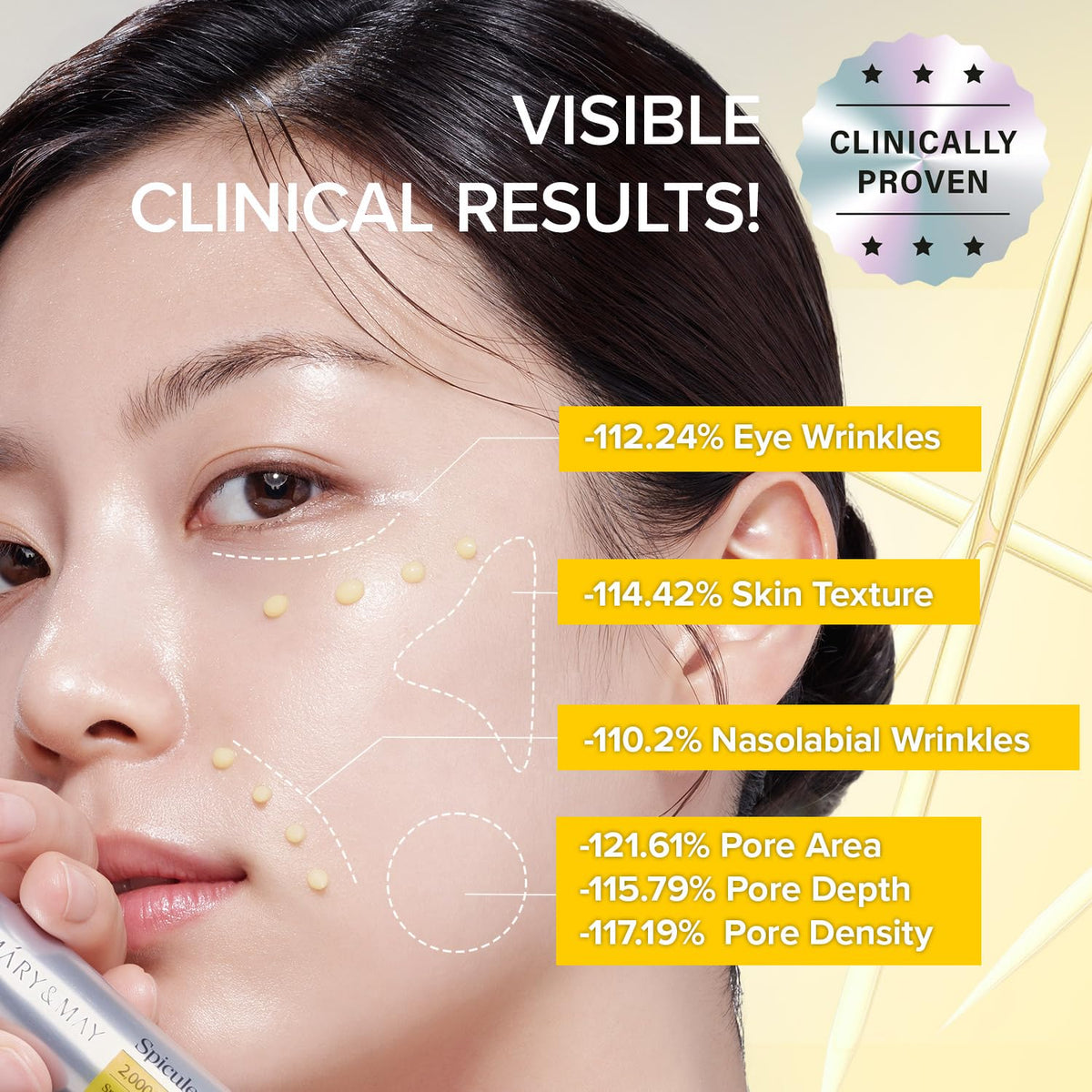 Mary&May ingredient label closeup emphasizing niacinamide and PDRN calming benefits