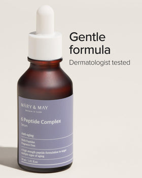 Mary&May bottle on bathroom shelf, lifestyle shot showing everyday skincare integration