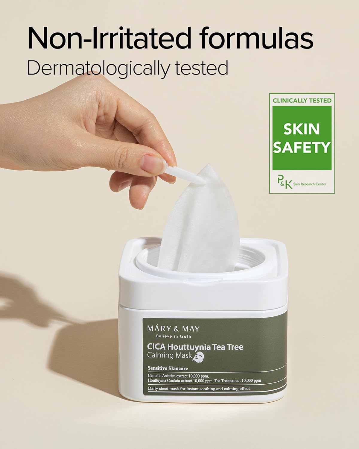 Mary&May mask being applied to face demonstrating soothing and cooling comfort