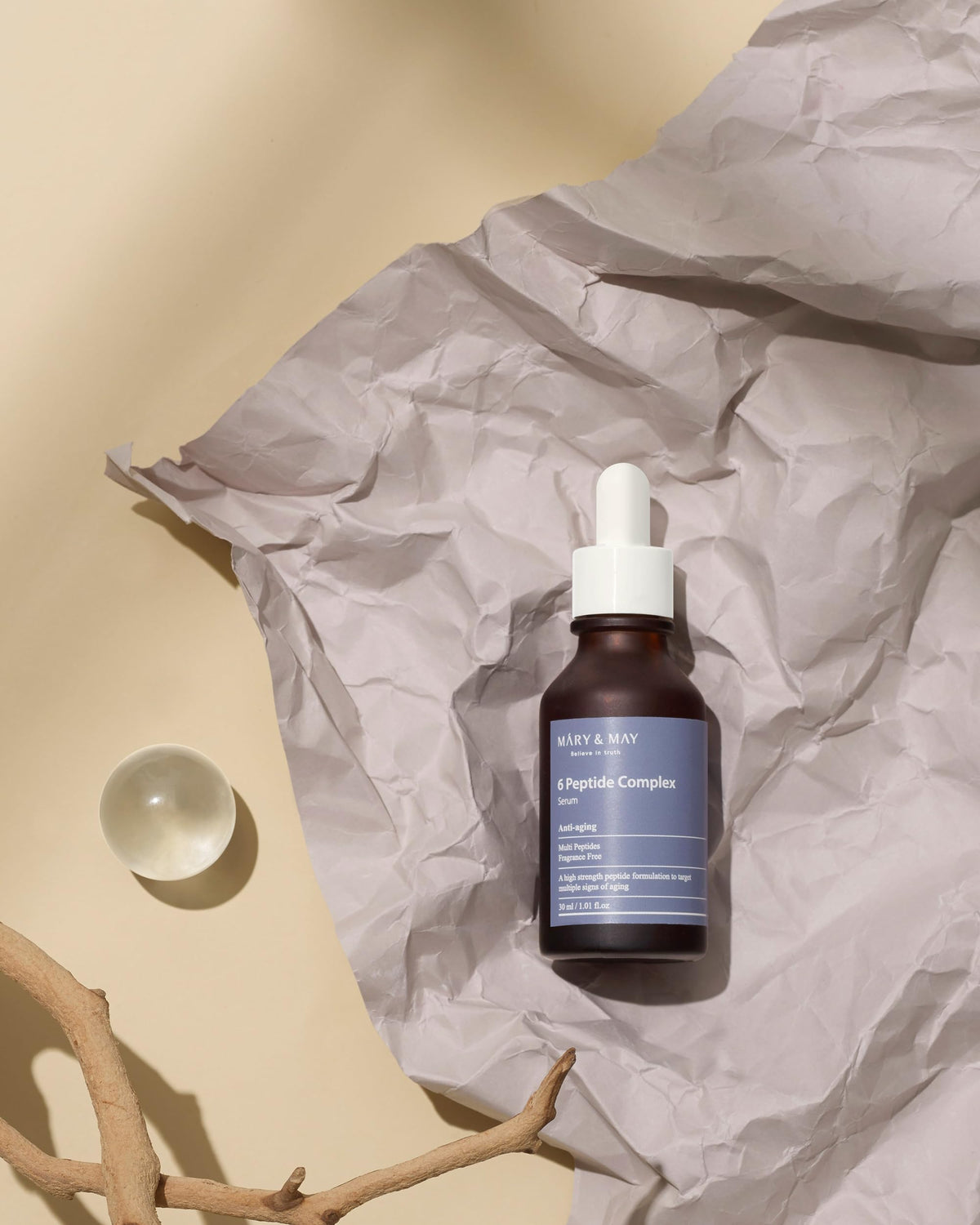 Mary&May used on neck and face, demonstrating targeted firming and smoothing benefits