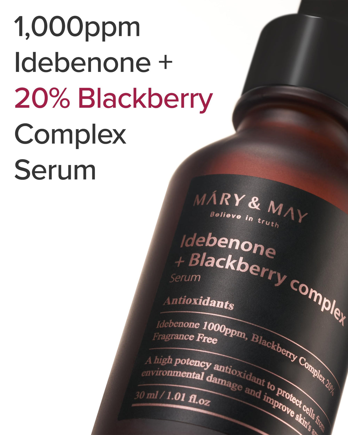 Mary&May dropper dispensing serum texture showing fast-absorbing, lightweight feel