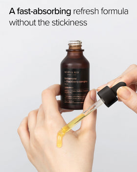 Mary&May pump dispensed onto hand demonstrating easy application and non-sticky finish