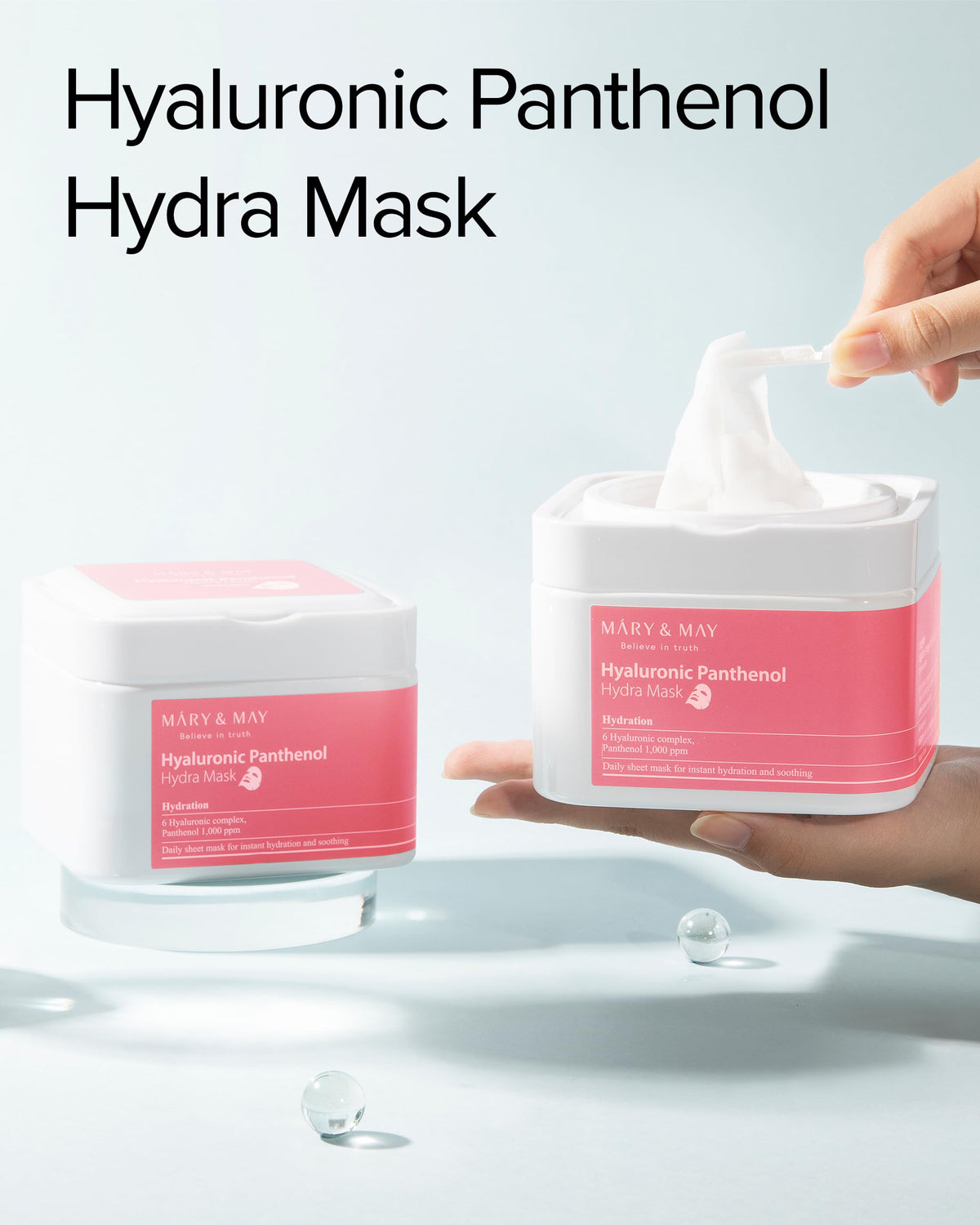 Mary&May close-up of mask texture highlighting saturated essence benefit