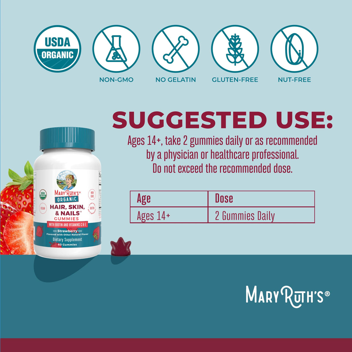 MARYRUTH'S single crown-shaped gummy on hand demonstrating size and ease