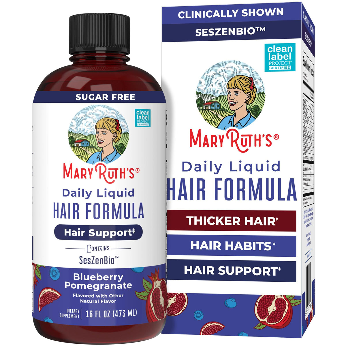 MARYRUTH'S front bottle view showing liquid hair formula benefit for daily use