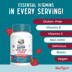 MARYRUTH'S gummies beside fresh strawberry illustrating natural flavor cue