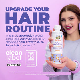 MaryRuth's close-up of label text highlighting Lustriva and biotin benefits