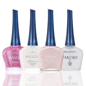 MASGLO front view of four-pack showcasing colors and bottles for easy buying