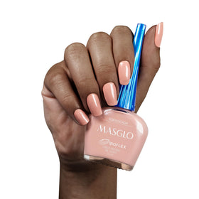 MASGLO brush stroke texture on nail showing high-coverage glossy benefit