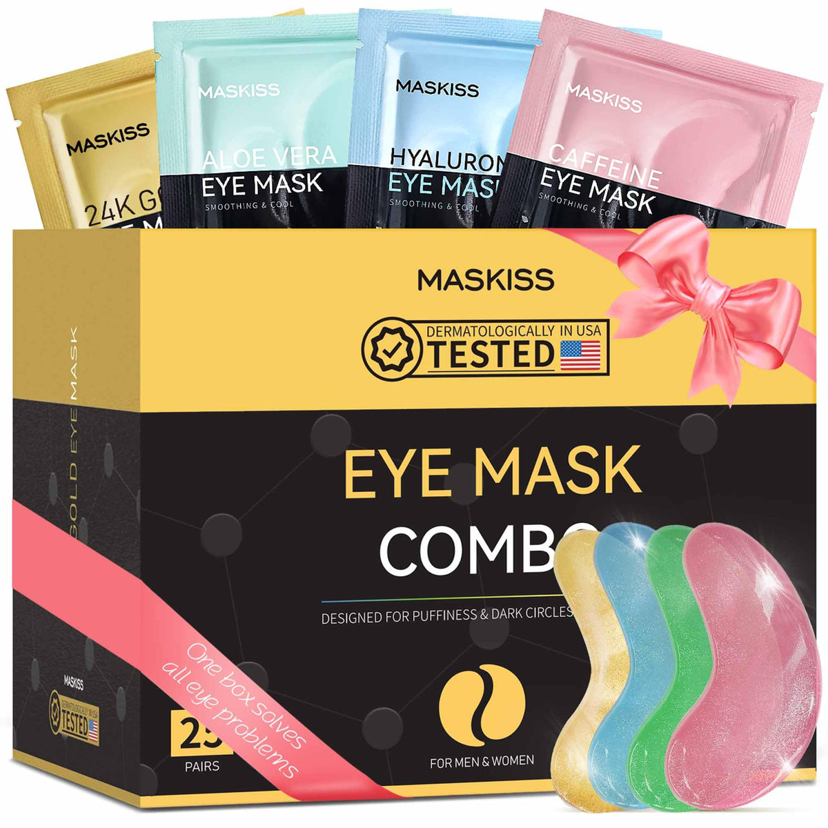 Maskiss front packaging showing 25 pairs and assorted formulas for quick impact