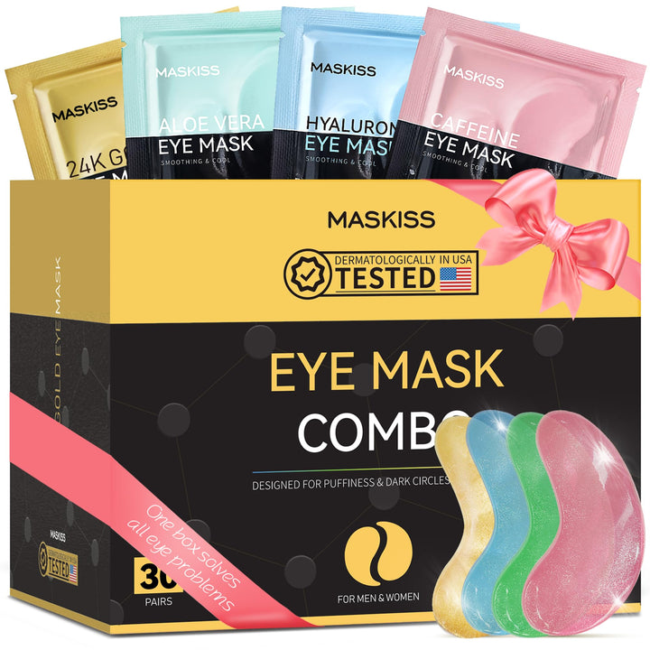 Maskiss front packaging showing 30 pairs and four colors, convenient skincare set