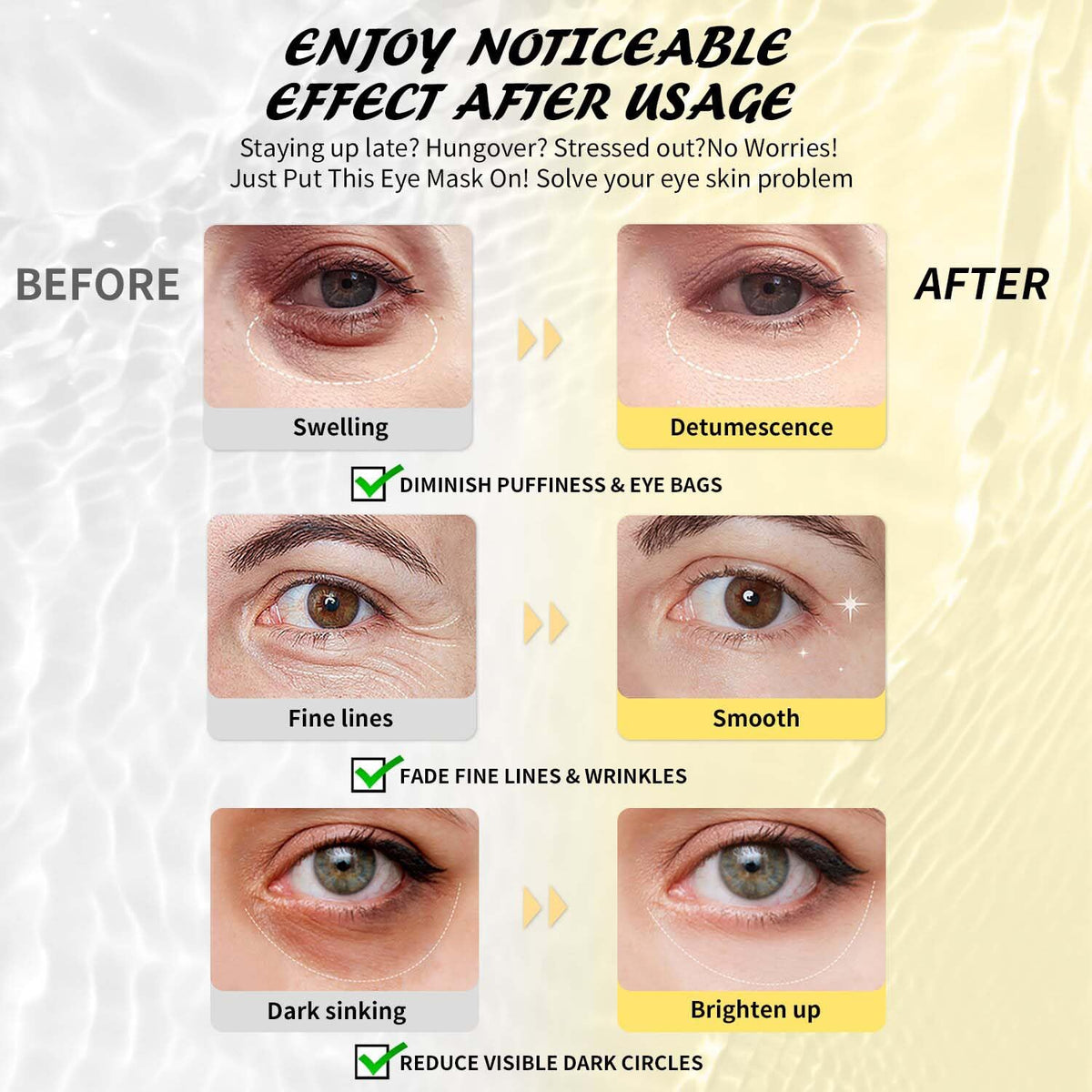 Maskiss 24K gold patch close-up showing reflective finish for brighter under-eyes