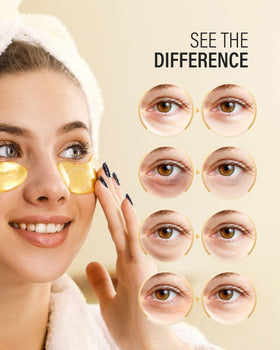 Maskiss patch application on under-eye demonstrating secure fit and cooling