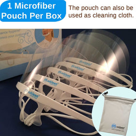 Masklean microfiber pouch alongside masks for scratch protection and transport