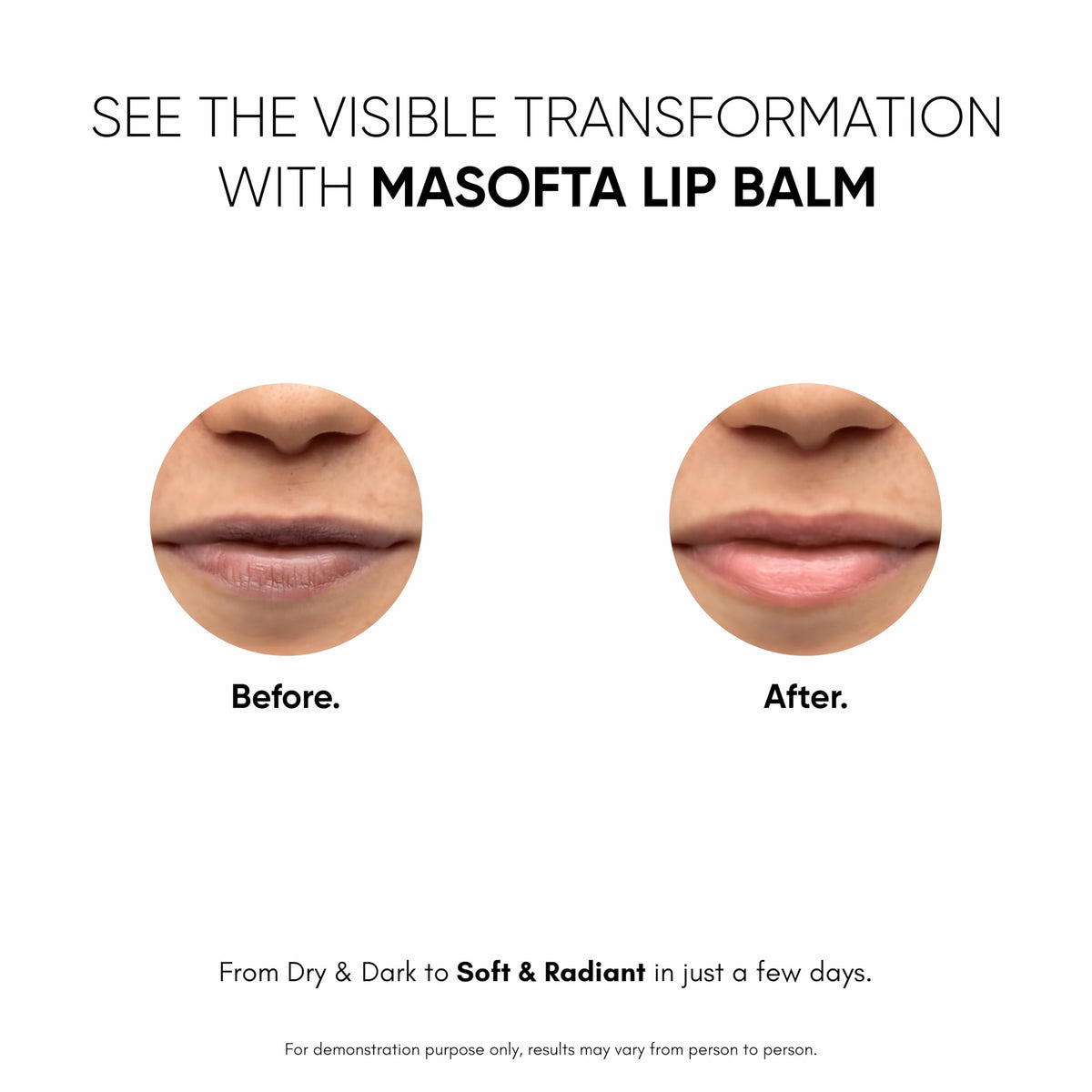 Masofta application on lips demonstrating smooth coverage and instant hydration