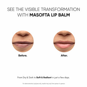 Masofta application on lips demonstrating smooth coverage and instant hydration