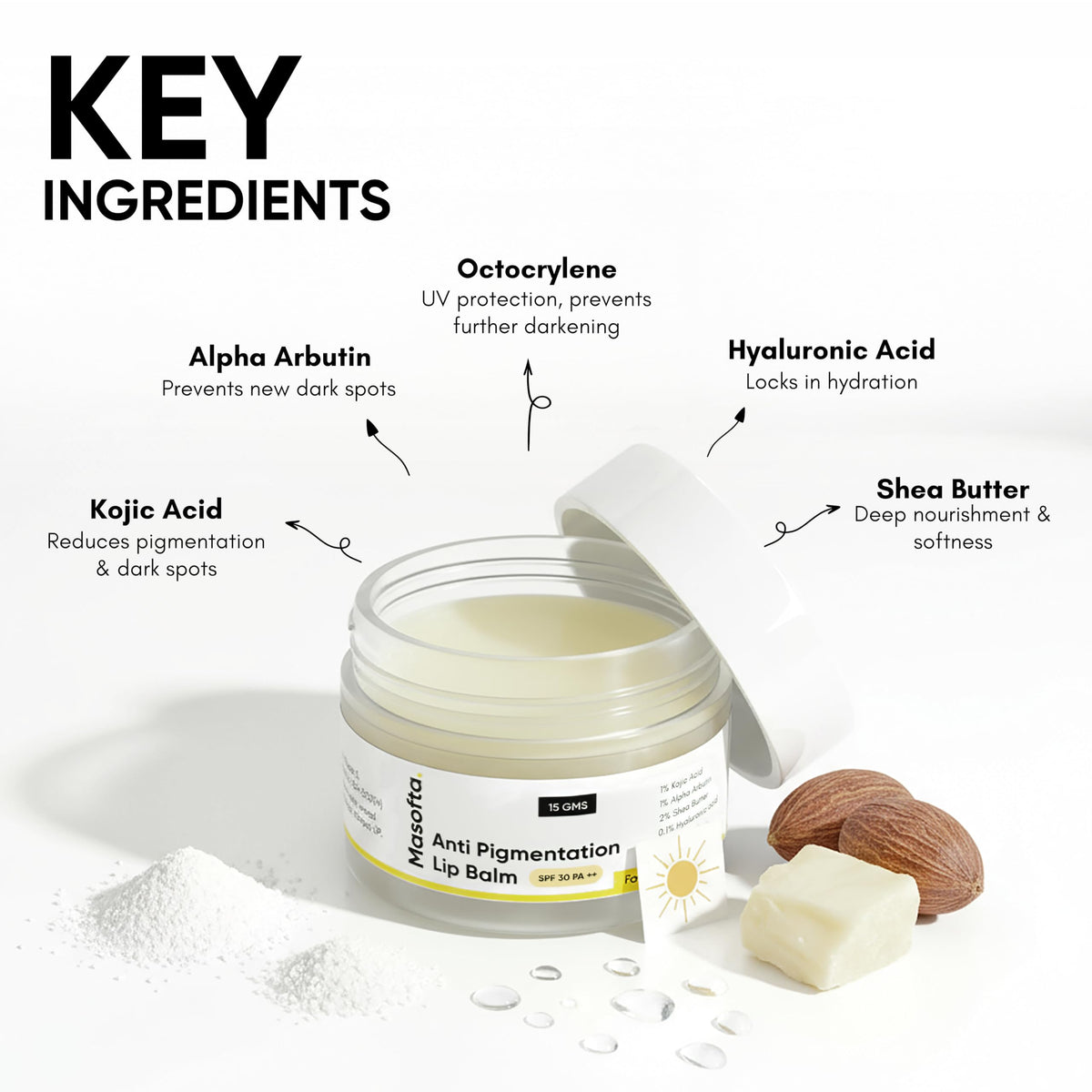 Masofta open stick close-up showing smooth balm texture for nourishing glide