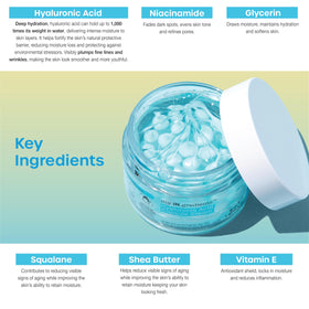 masque BAR cream texture on fingers demonstrating lightweight absorbent finish