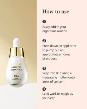 MASTINA fermented mastic ingredient display illustrating enhanced skin compatibility