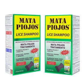 Mata Piojos front packaging showing two 2 fl oz bottles and kit contents