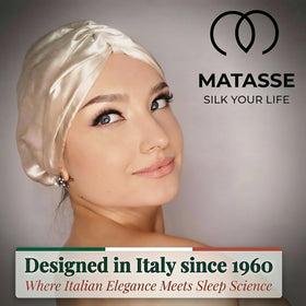 MATASSE close-up of 22 momme silk texture highlighting smooth surface benefit