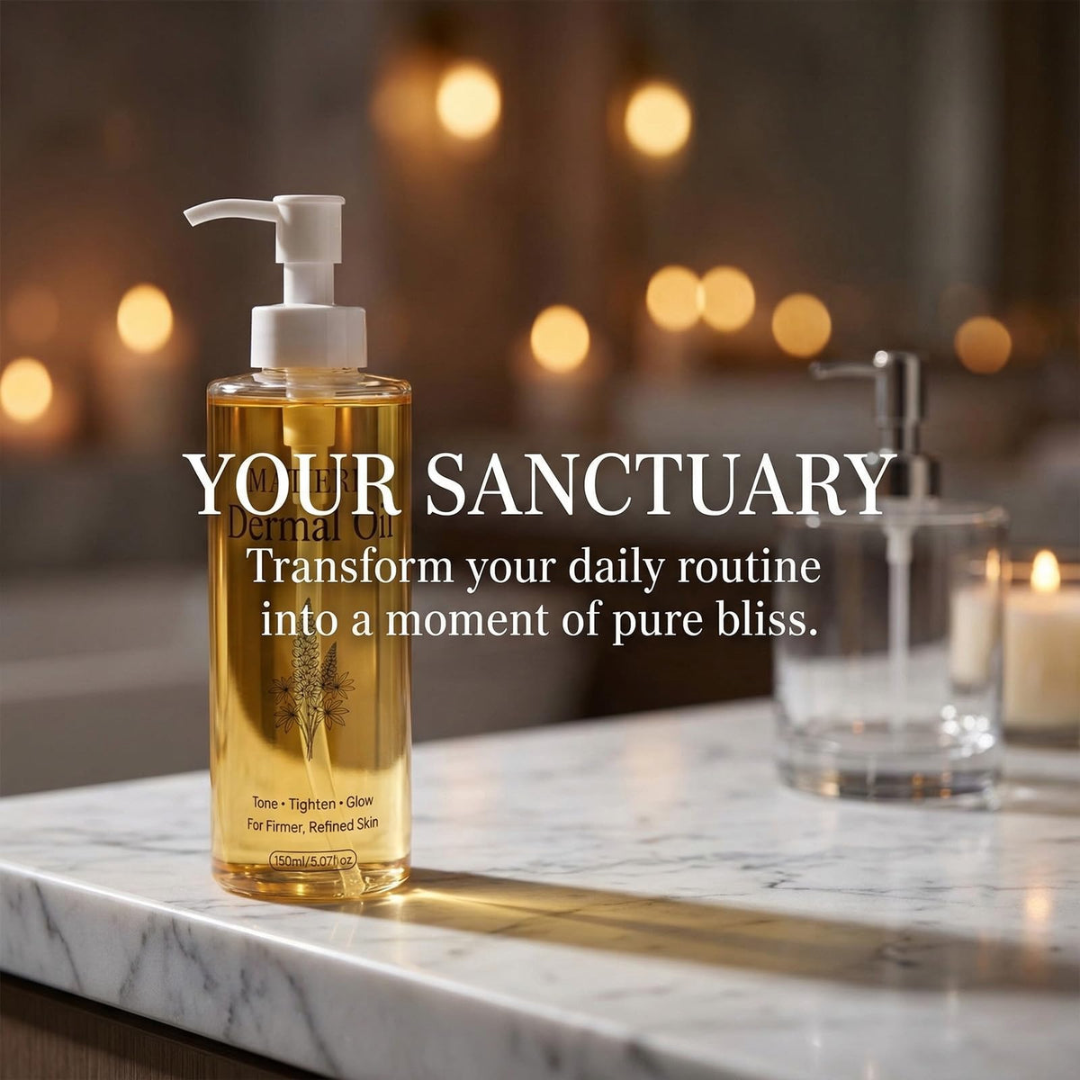 MATIERE ingredient bottles displayed emphasizing cold-pressed nourishing benefit