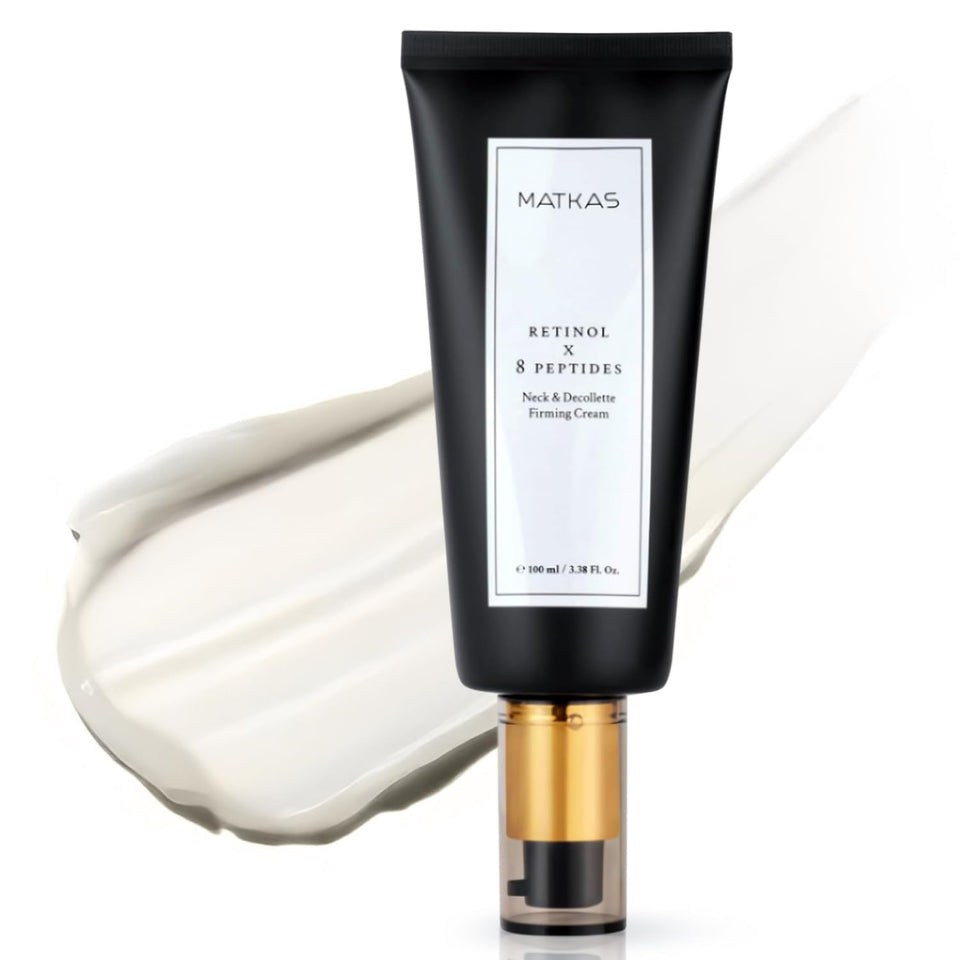 MATKAS neck cream front jar showing packaging and amount, promotes targeted firming