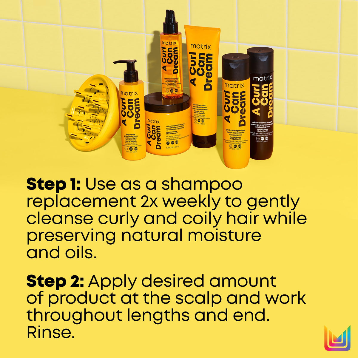 MATRIX detangling demo on curly hair showing improved manageability