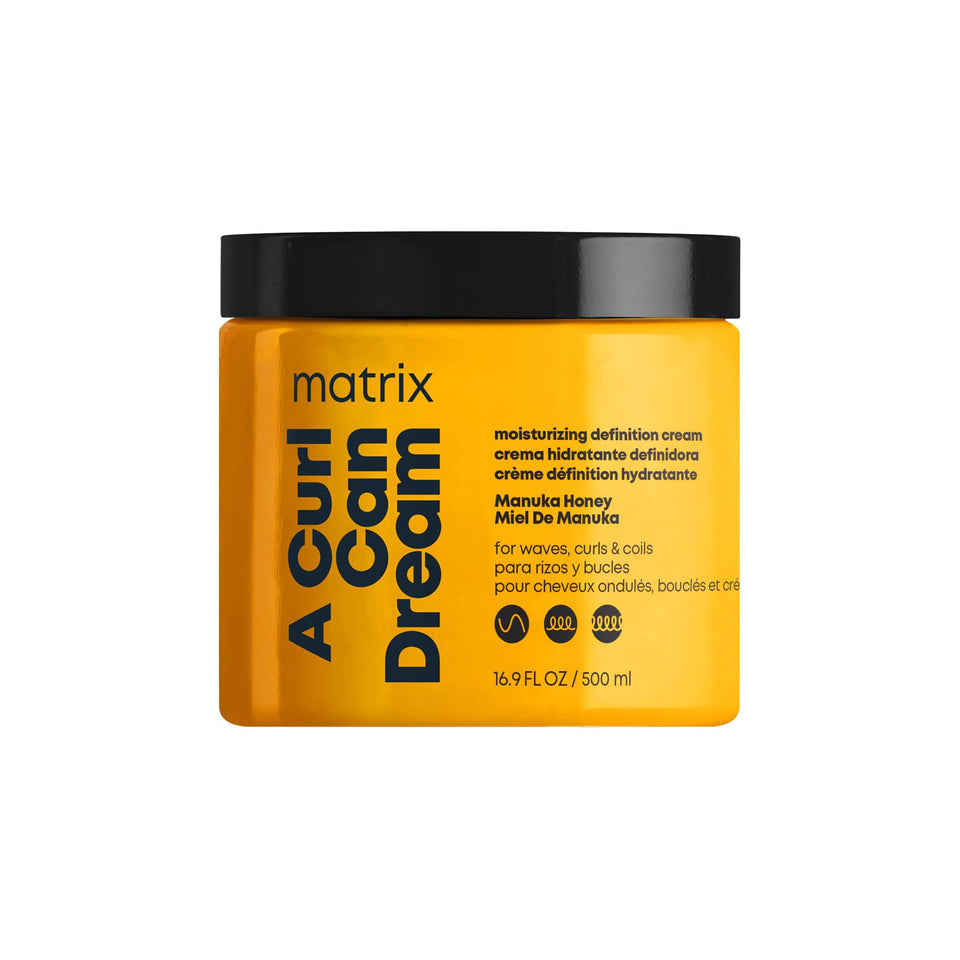 Matrix front packaging showing product and benefit: defined curls