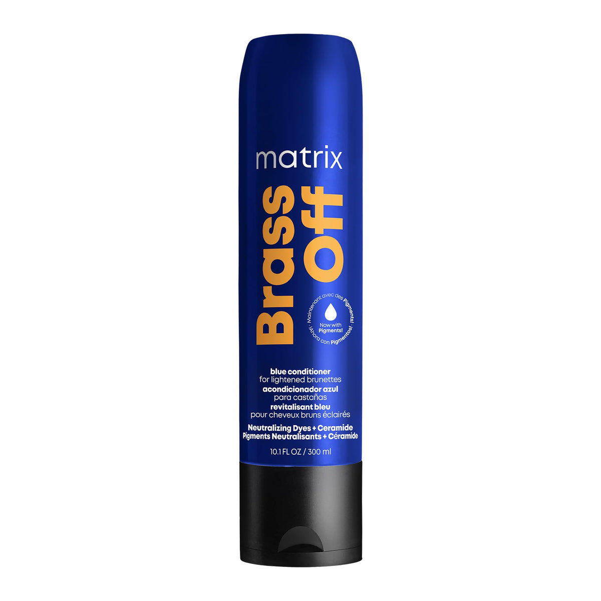MATRIX front packaging of Brass Off Blue Conditioner showing product benefits