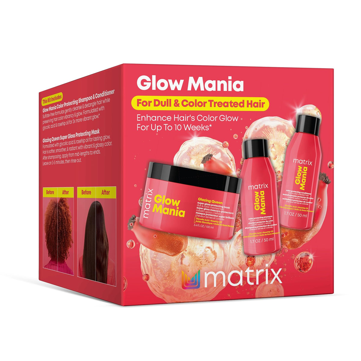 MATRIX front packaging showing kit trio and compact travel size benefit