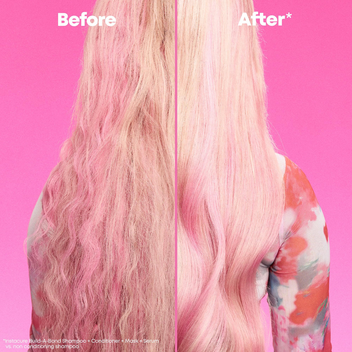 Matrix Instacure applied to damp hair mid-lengths demonstrating detangling effect