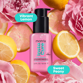Matrix bottle on bathroom shelf in lifestyle scene signaling daily repair routine