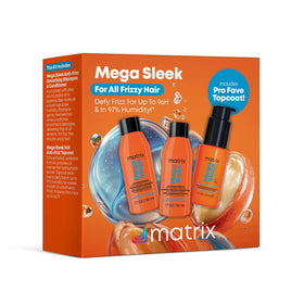 Matrix Mega Sleek mini kit front packaging showing travel trio and convenience