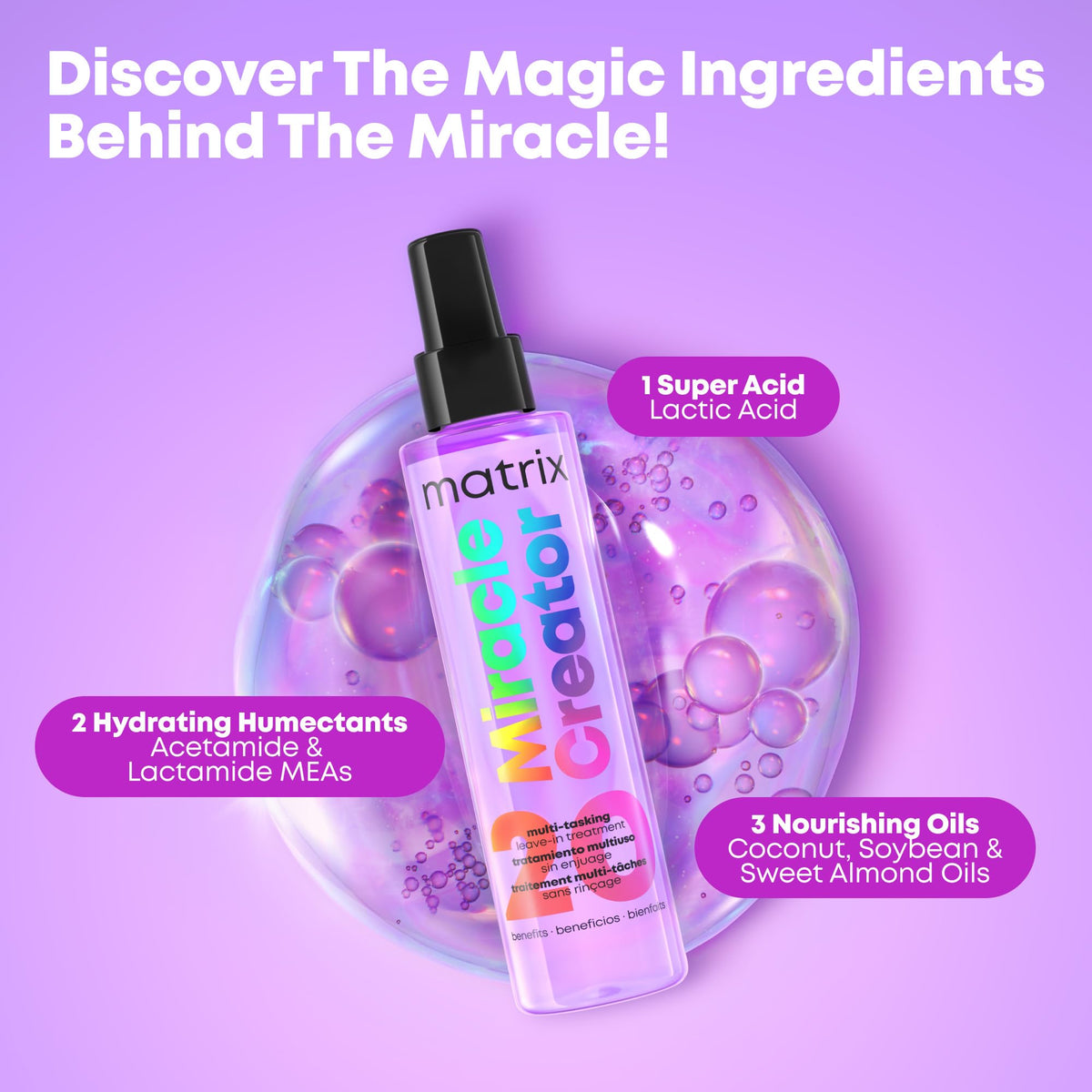 Matrix Miracle Creator before and after hair photograph showing smoother, shinier, frizz-reduced result