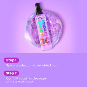 Matrix Miracle Creator used during blow-dry showing heat protection and smoother styling result