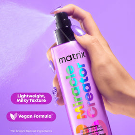 Matrix Miracle Creator ingredients visual with oils and humectants highlighting nourishing benefits