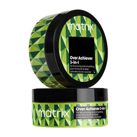 Matrix Over Achiever front packaging shows compact styling wax for travel convenience