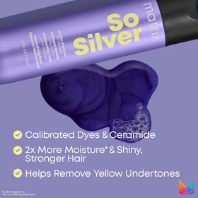 Matrix close-up lather on blonde hair showing toning action and shine