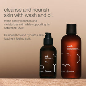 MAUDE texture drop of oil on skin showing lightweight absorbency