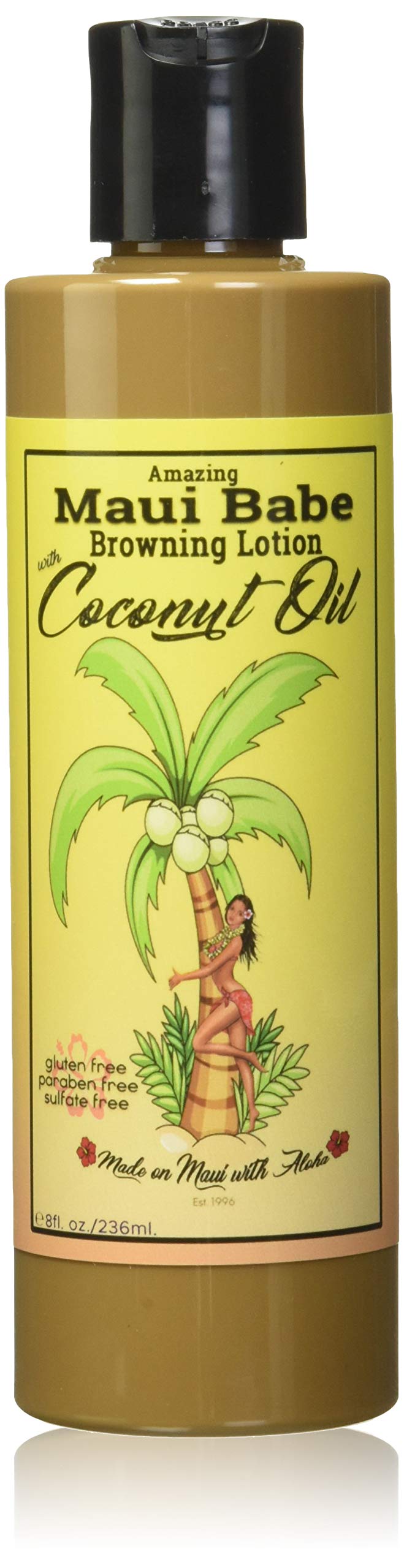 Maui Babe front bottle showing label and 8oz size, highlighting easy-use and natural formula