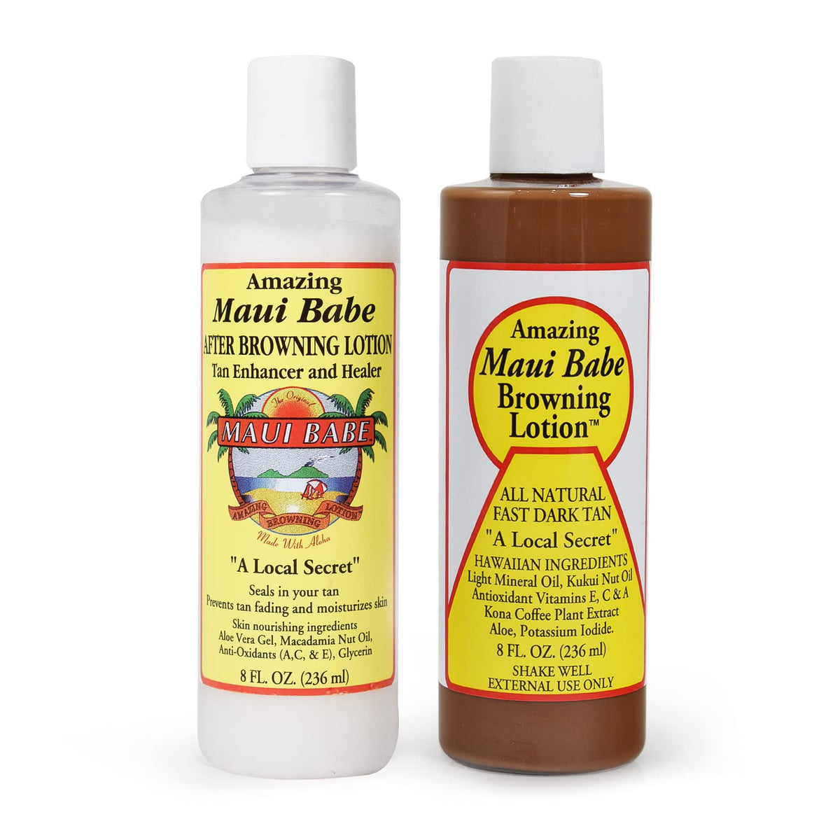 Maui Babe front packaging showing bottle and label with value
