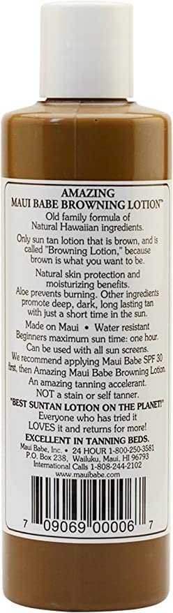 Maui Babe applied on forearm at the beach demonstrating quick tanning boost