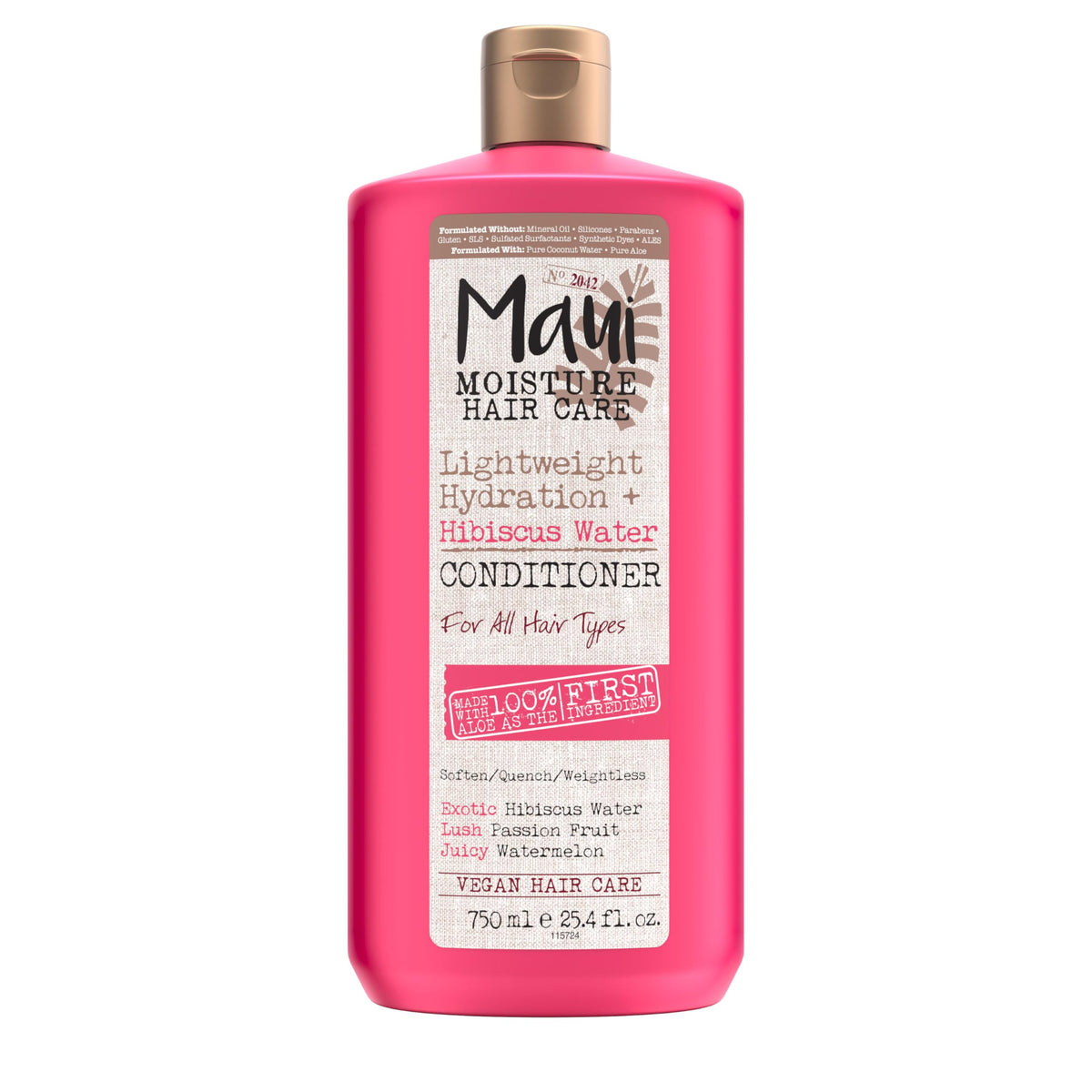 Maui Moisture front bottle showing lightweight hydration and size benefit