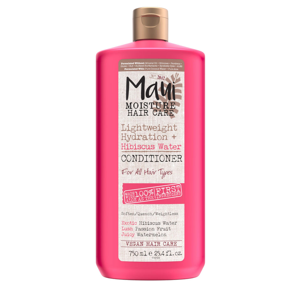 Maui Moisture front bottle showing lightweight hydration and size benefit