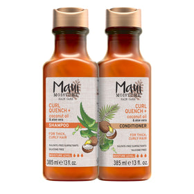 Maui Moisture front packaging of shampoo and conditioner showing duo and benefits