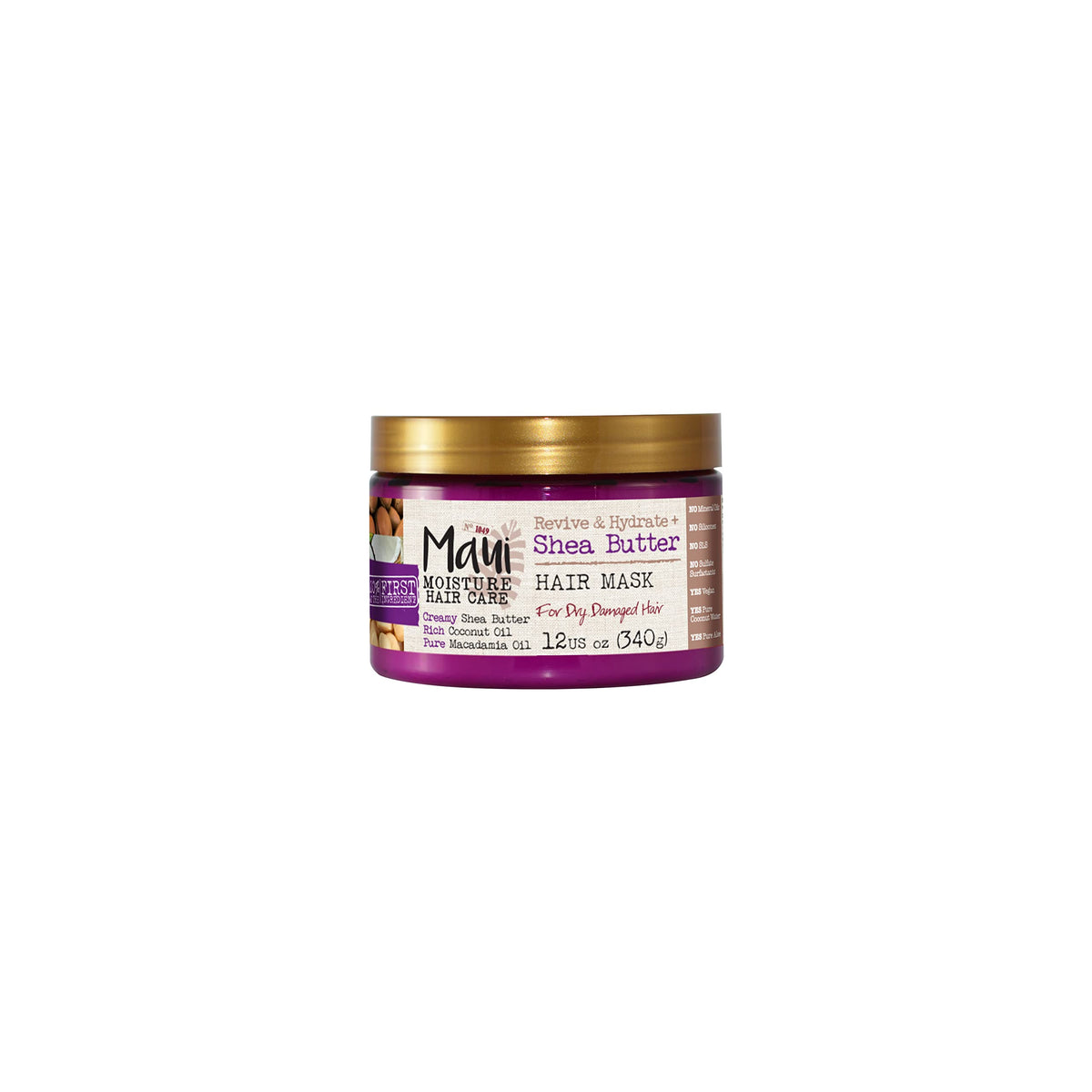 Maui Moisture front packaging showing 340g jar and tropical branding for clear product ID and trust