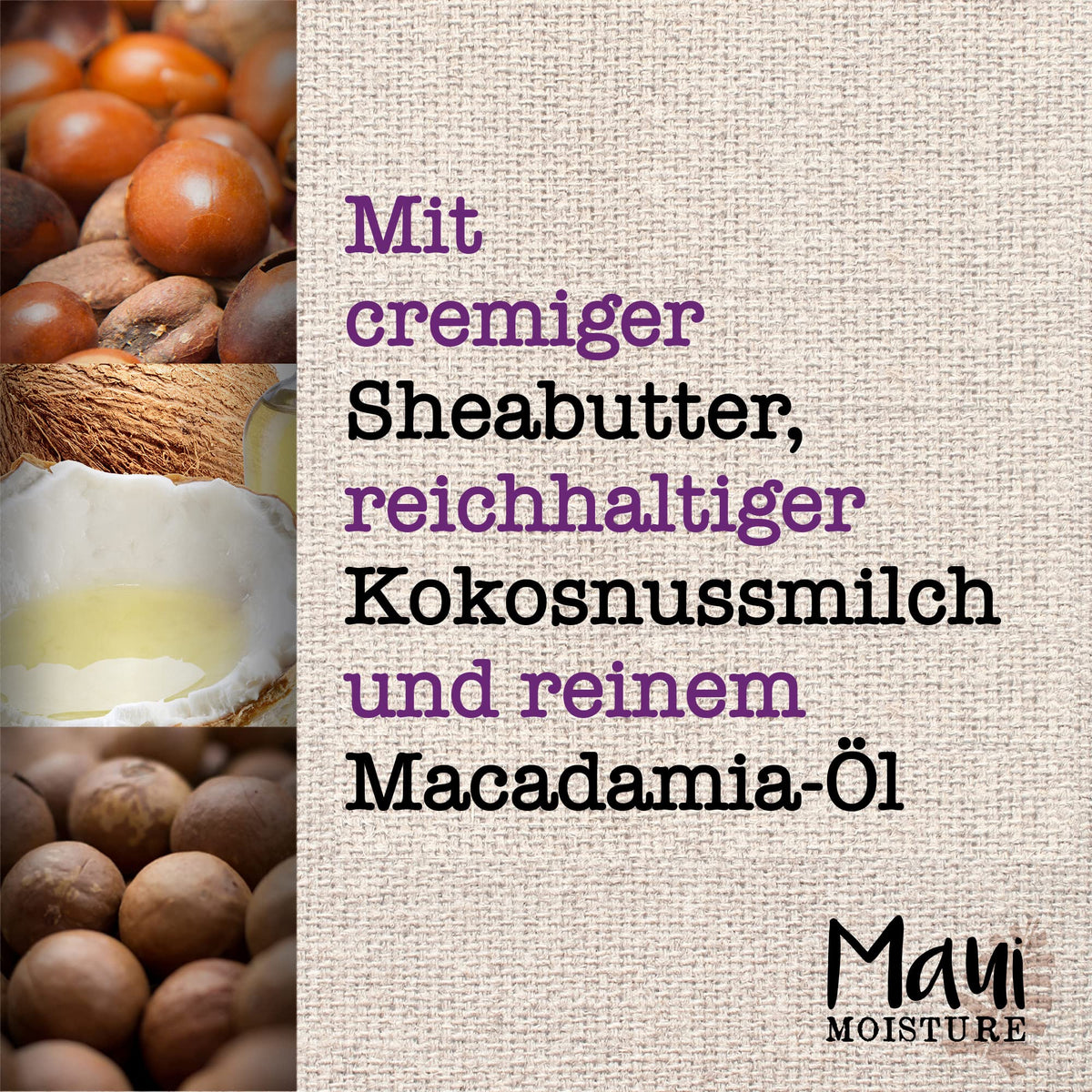 Maui Moisture ingredients label highlighting shea butter and aloe for informed ingredient benefits