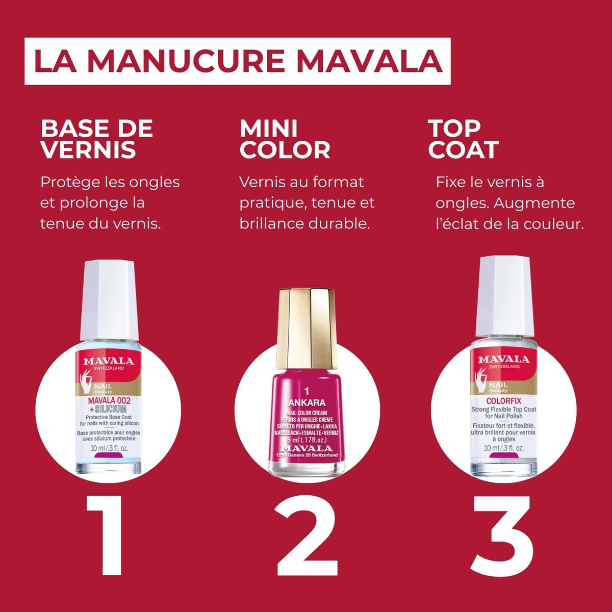 MAVALA label close-up highlighting product instructions and ingredients
