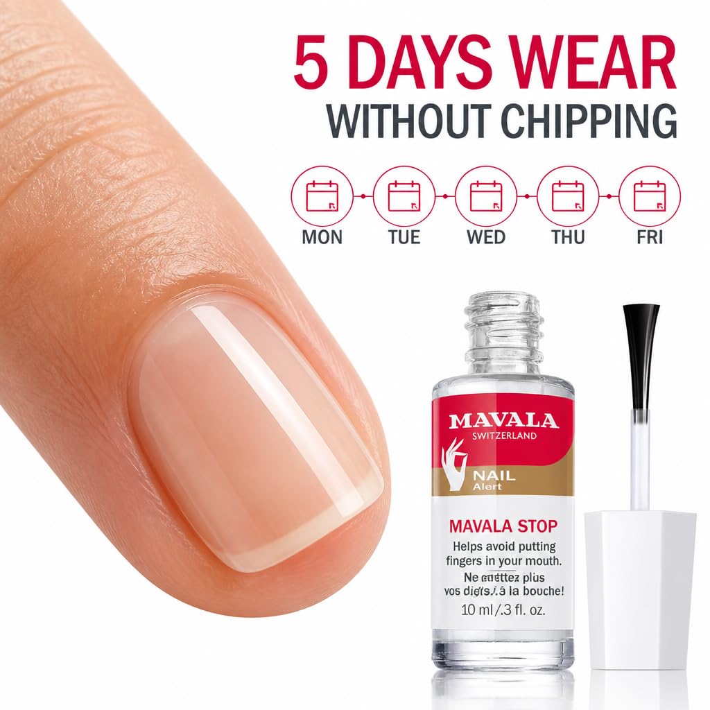 MAVALA bottle scale comparison showing compact 0.3 fl oz size